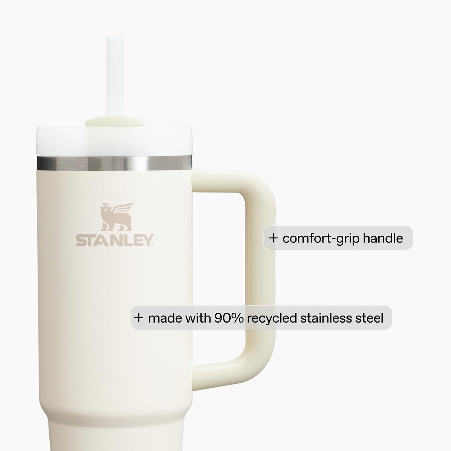 Stanley Quencher H2.0 - Vaso de acero inox. con asa, pajilla y tapa FlowState giratoria de 3 posiciones; aislamiento térmico/sin BPA; apto p/portavaso p/viaje; 30 oz, coral dorado (Goldenrod Coral)