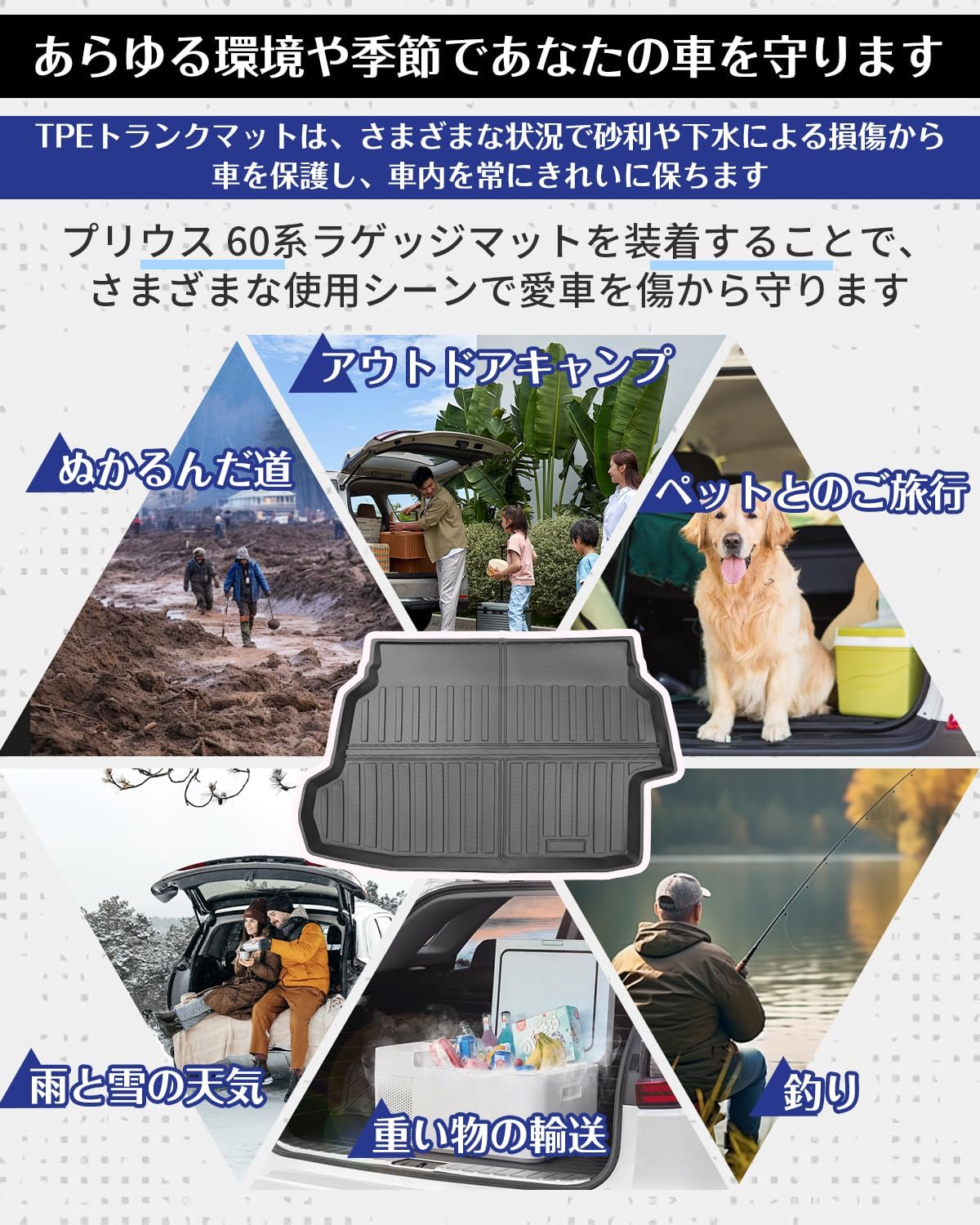Toyota New Prius 60 Series Luggage Mat 60 Trunk Mat 3D Luggage Tray 60 Series Cargo Mat TPE Material January 2023 Present Prius 60 Luggage Mat Custom Parts Genuine Replacement Vehicle Specific Design