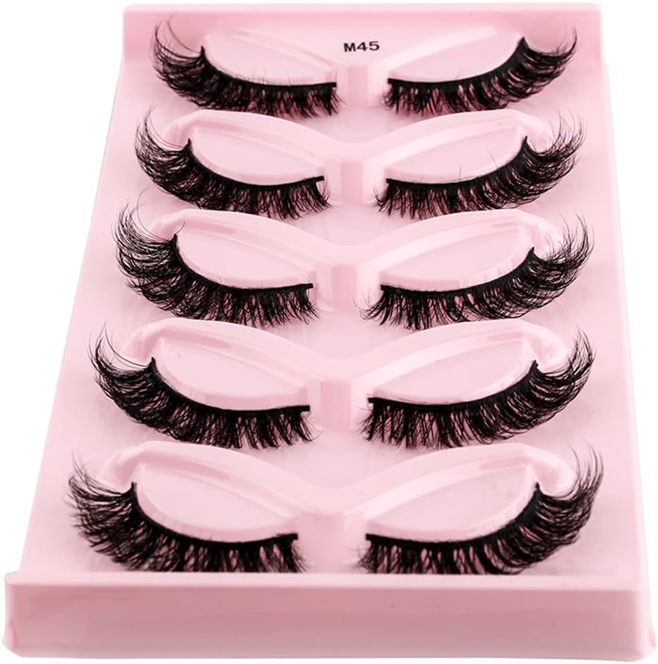 Long&Short 5ペア つけまつげ フェイクミンク まつげ 超濃密 舞台用 ロングまつげ (Long-M45)