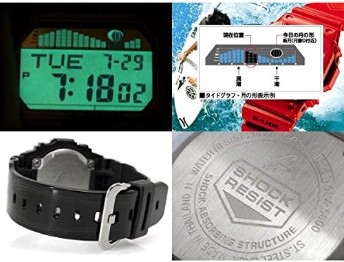 G-SHOCK G-Lide 20ATM Waterproof Digital Tide Graph Sport Plastic Belt Watch for Men Unisex (GLX-5600-1JF GLX-5600-7JF) (GLX-5600-1JF(Black))