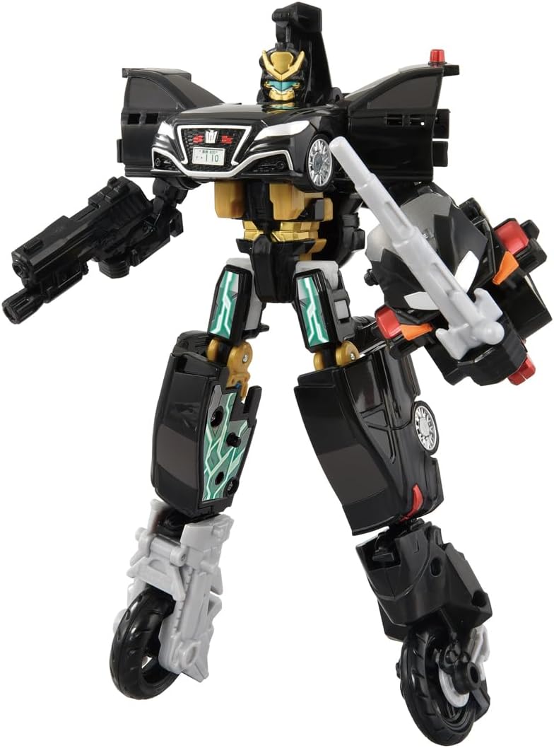 Takara Tomy Tomica Job Braver TJBDX Unite Police Braver ZERO Undercover Patrol Car & Black Bike Combination Set Mini Car Toy Ages 3 and Up