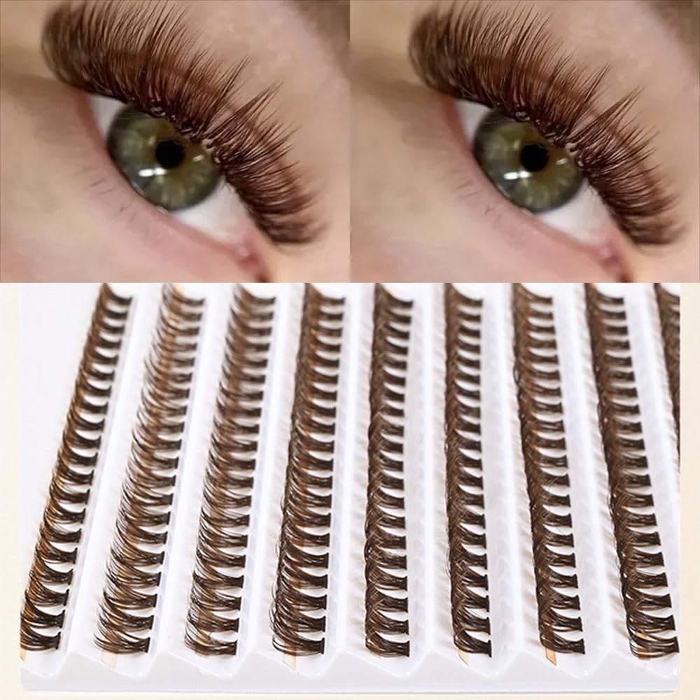 40D Brown Cluster Eyelashes 200 Cluster Graft Individual Volume Eyelash Extensions Makeup Tool Natural Dramatic Look