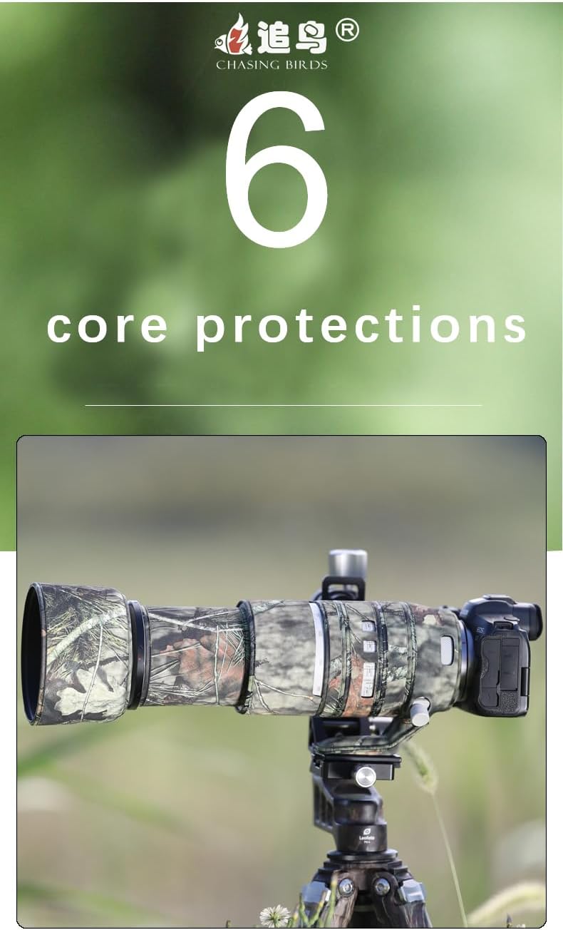 CHASING BIRDS Camouflage Waterproof Lens Coat for CANON RF 100-500mm F4.5-7.1 L IS USM Rainproof Lens Protective Cover (ASI)