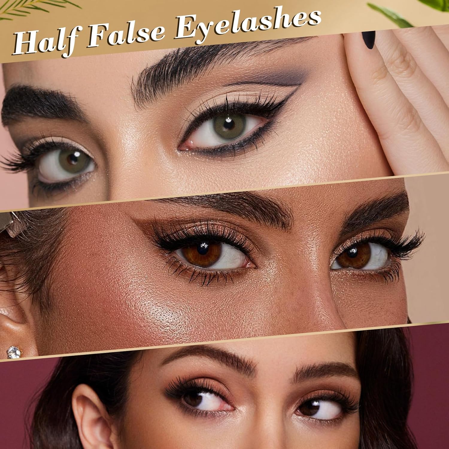 TORMEN False Eyelashes, 10 Pairs Half False Eyelashes, 3D Handmade False Eyelashes Set, Transparent Cat Eye Natural Short Eyelashes, Mink Half False Eyelashes (Half Eyelash Style C)