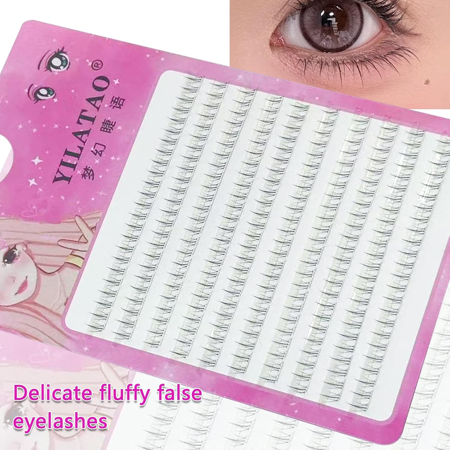 10 Rows Large Capacity False Eyelashes, Lower Eyelashes, Small Flame Design, Natural & Pop Eyelash Accessories