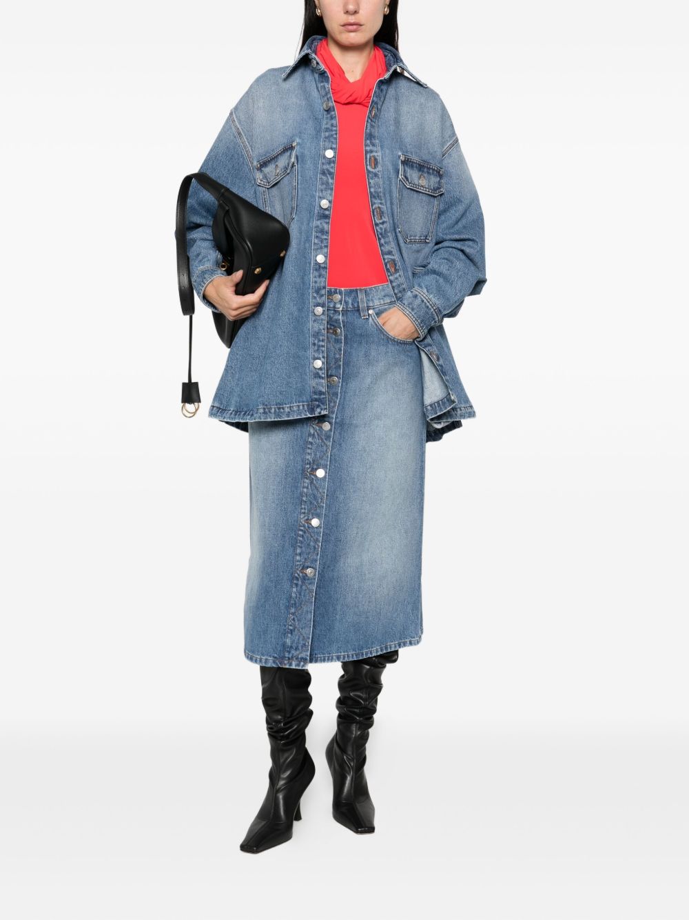 Stella ステラ・マック・カートニー・デニム・コットン・ミディ・スカート - Image 6