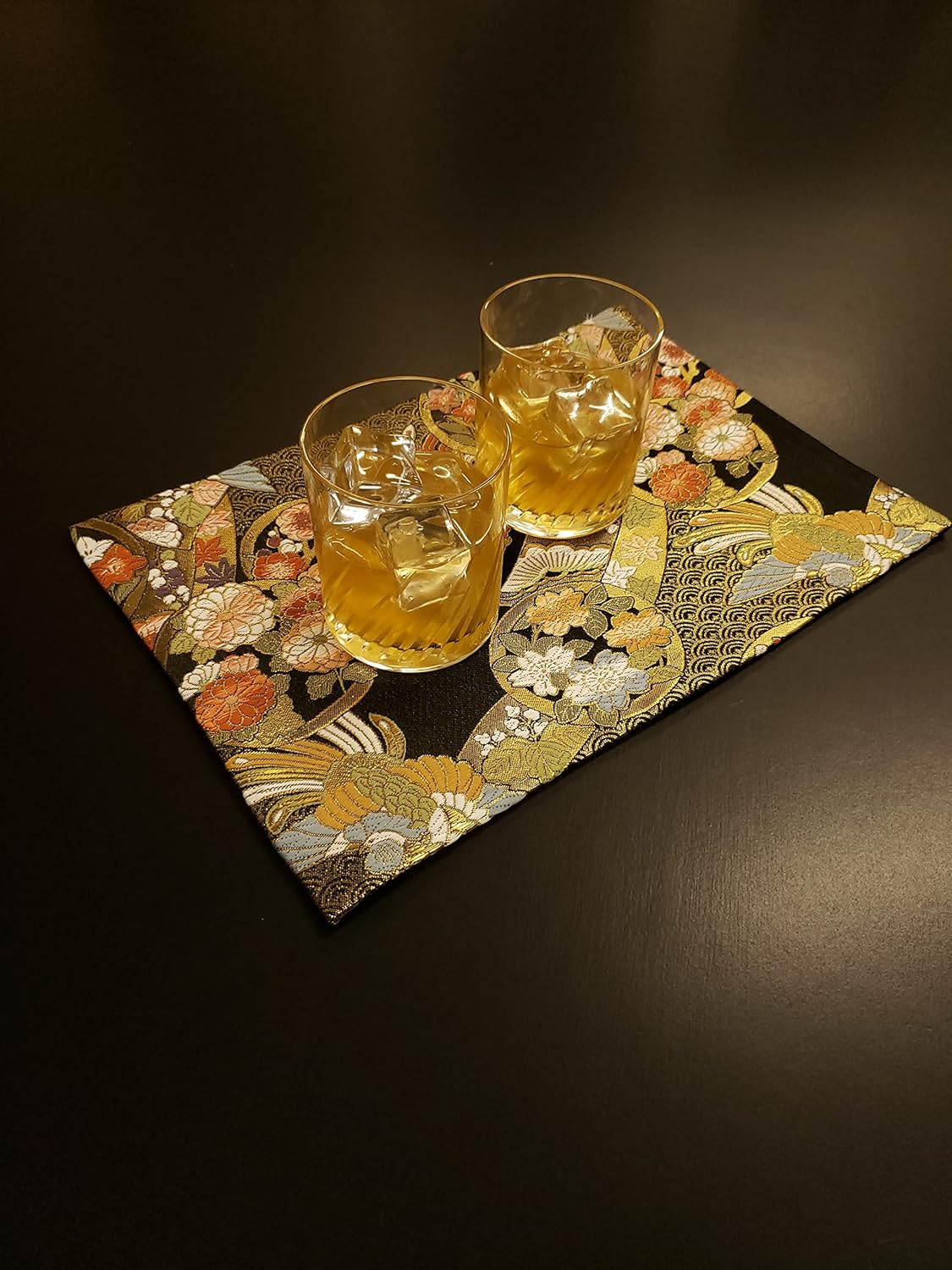 Comes Boxed and Ready to Use as a Present, Japanese Gift for Foreigners, Kimono, Obi-Style Japanese Tea Mat Set of 2, All Over Pattern (Asuka)