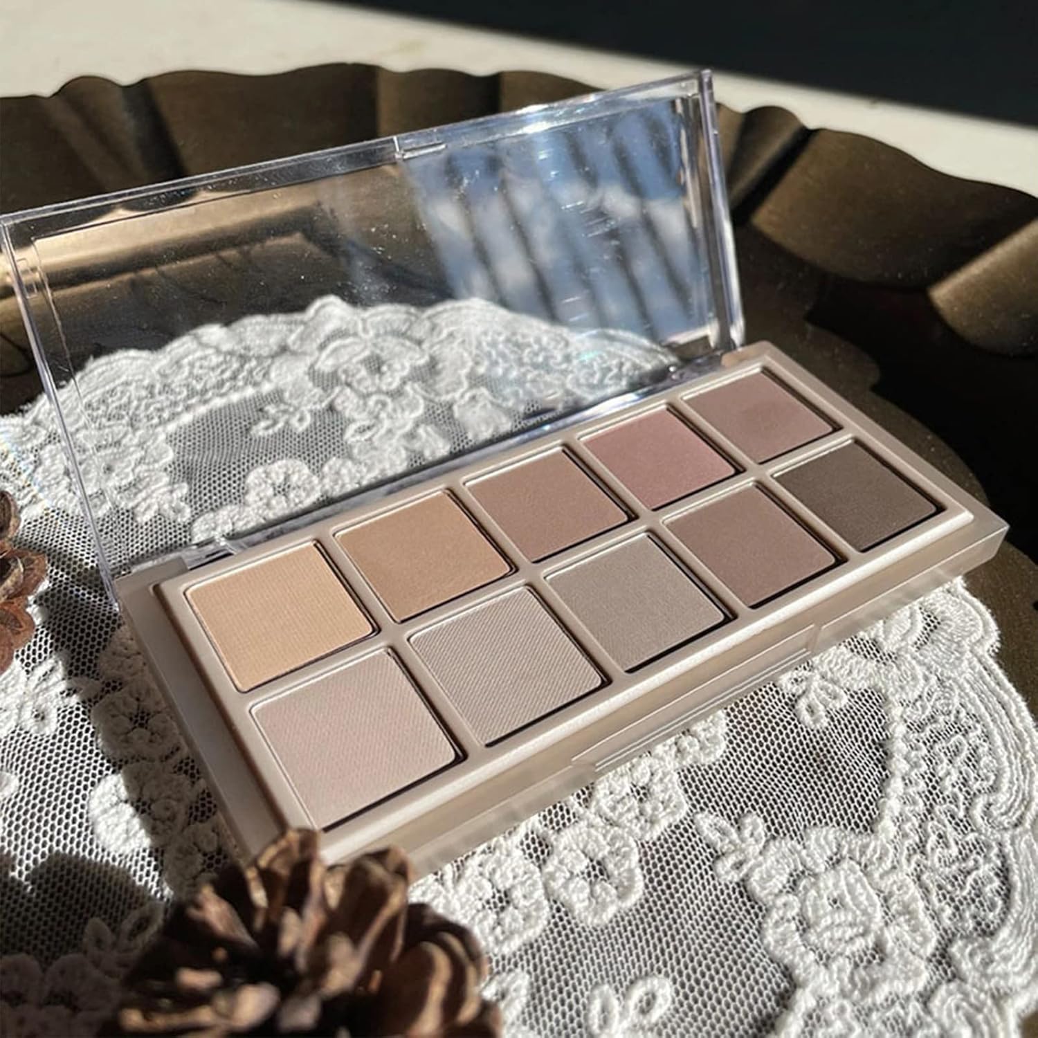 Erinde 10 colores paleta de sombra de ojos desnuda, paleta de maquillaje de sombra de ojos mate marrón taupe, paleta de ojos ahumados gris neutro, ultra-mezclable, sombra de ojos natural de larga