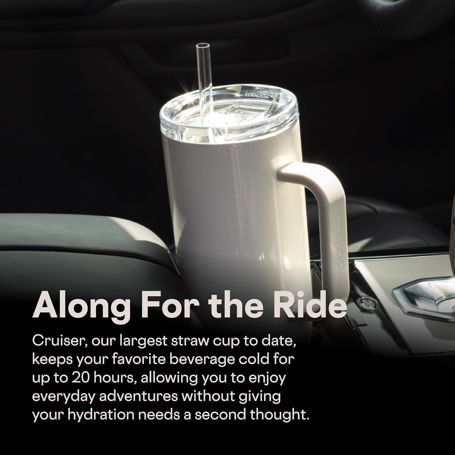 Corkcicle Cruiser Vaso Térmico Aislado con Asa y Pajita - Mantiene las Bebidas Frías 20 Horas - Triple Aislamiento - Regalo de Bebidas de Verano - Mantiene las Bebidas Heladas - 40 oz - Princesa