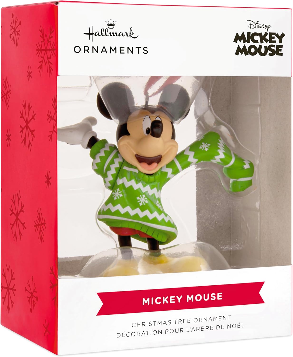 Hallmark Disney Mickey Mouse en suéter navideño Adorno colgante de Navidad, Regalos para fans de Disney