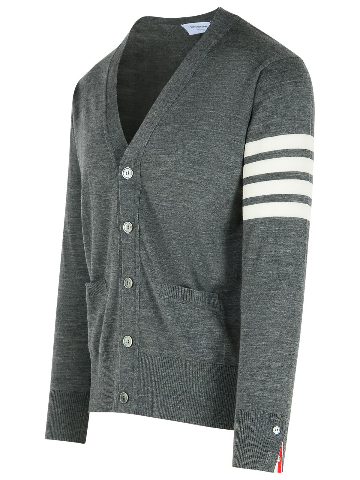 Thom Thom Browne '4 Bar' Grey Virgin Wool Cardigan - Image 6
