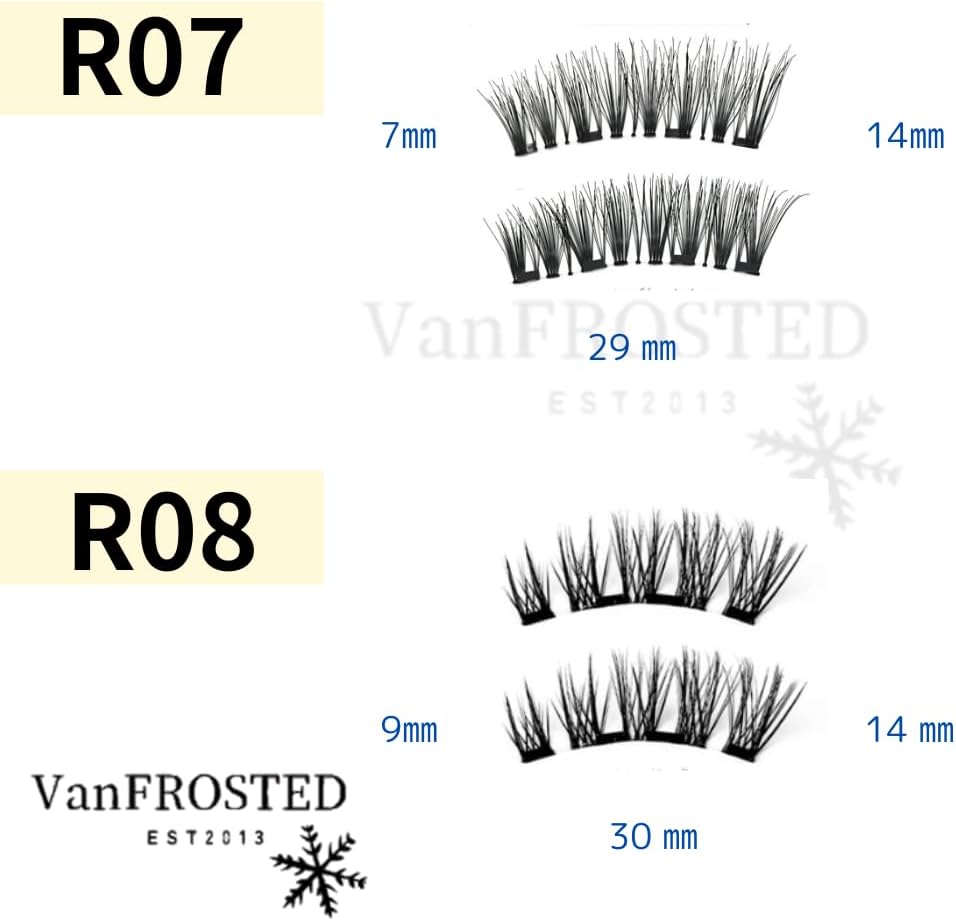 Magnetic Eyelashes, No Glue Required, Magnet, Adsorption, Magnetic False Eyelashes, Magnet, 3D Mink, Volume, Plush, Repeatable Set, Plastic Tweezers, Applicator Kit (R07 Lavender Ice)