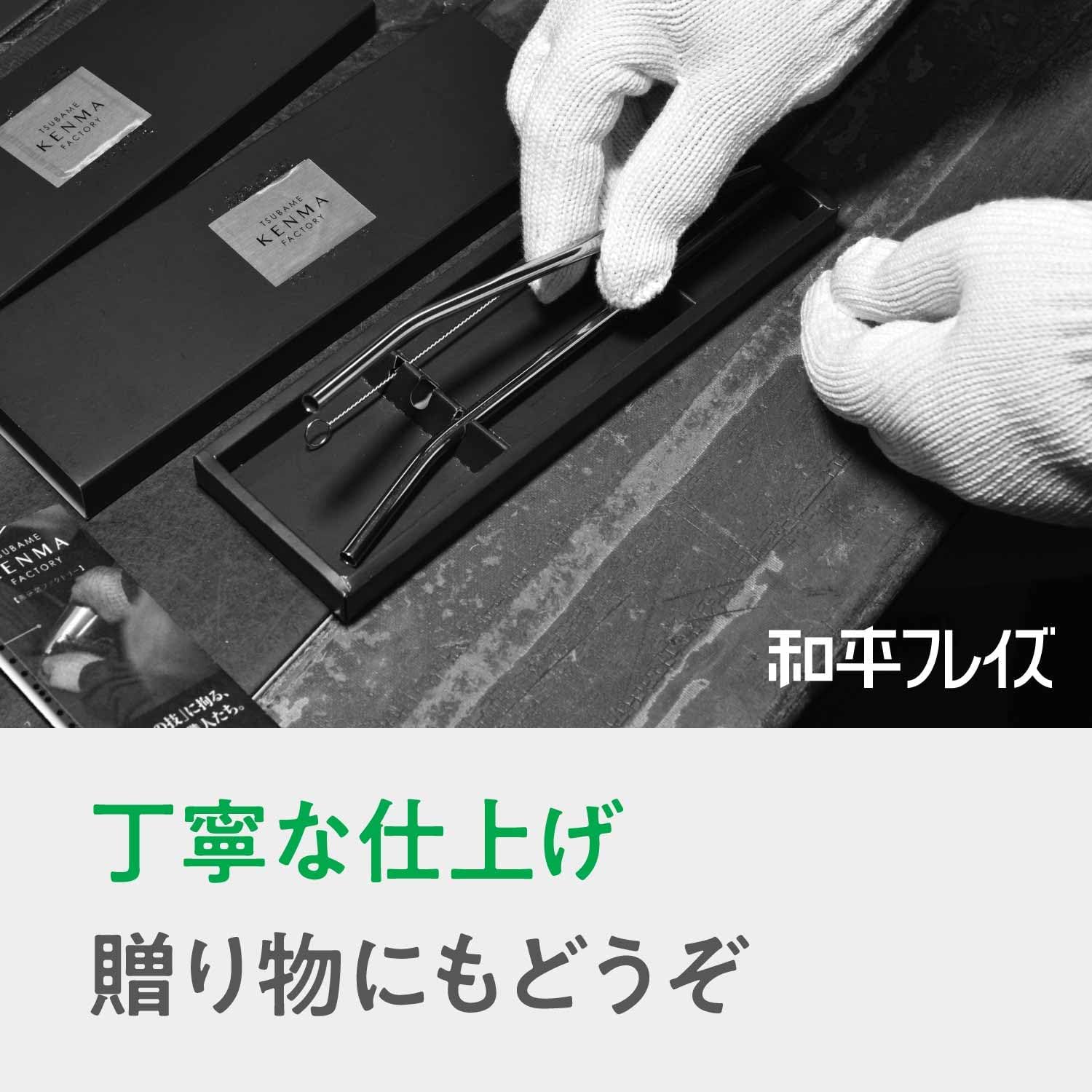 Wahei Freiz ME-7160 Stainless Steel Straws, Set of 2, Brush Included, Made in Japan