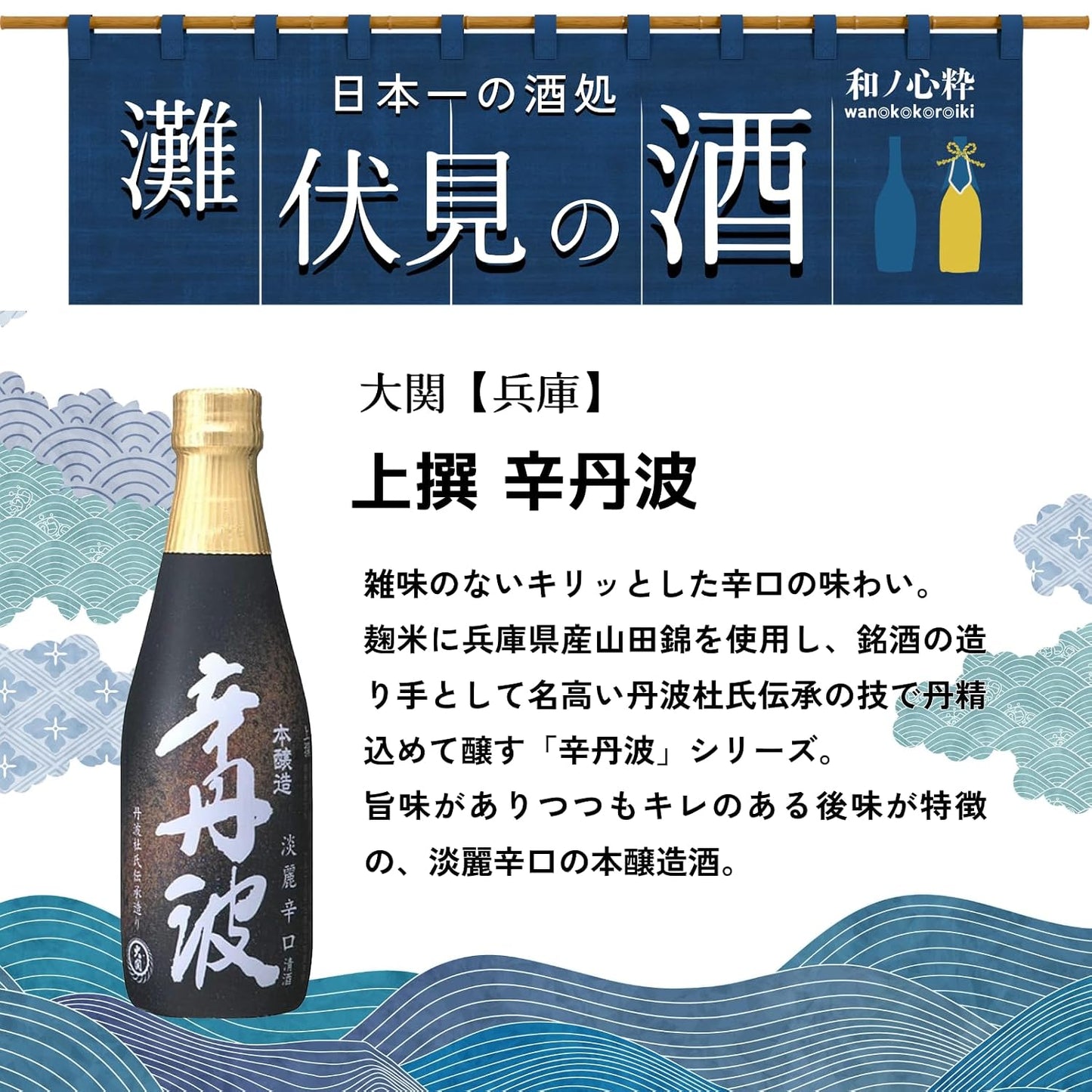 Wano Kokoro Ichi: Japan's Finest Sake from Nada, Fushimi - A Taste Comparison Set [Japanese Sake from Hyogo Prefecture, 300ml×6 bottles]'