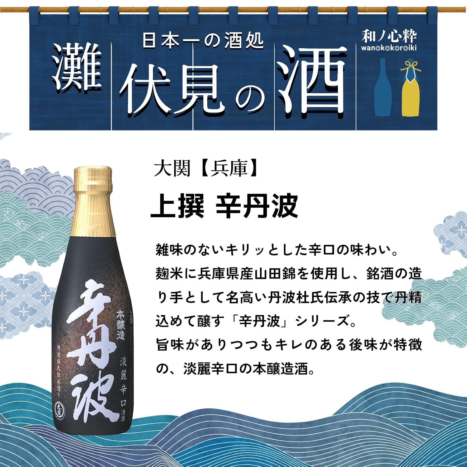 Wano Kokoro Ichi: Japan's Finest Sake from Nada, Fushimi - A Taste Comparison Set [Japanese Sake from Hyogo Prefecture, 300ml×6 bottles]'