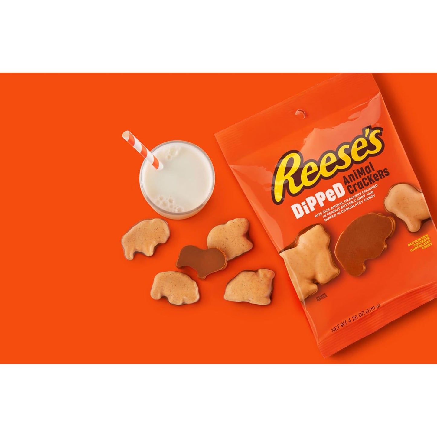 REESE'S Bolsas de chocolate y mantequilla de maní bañadas en caramelos de galletas de animales, 4.25 onzas (12 unidades)
