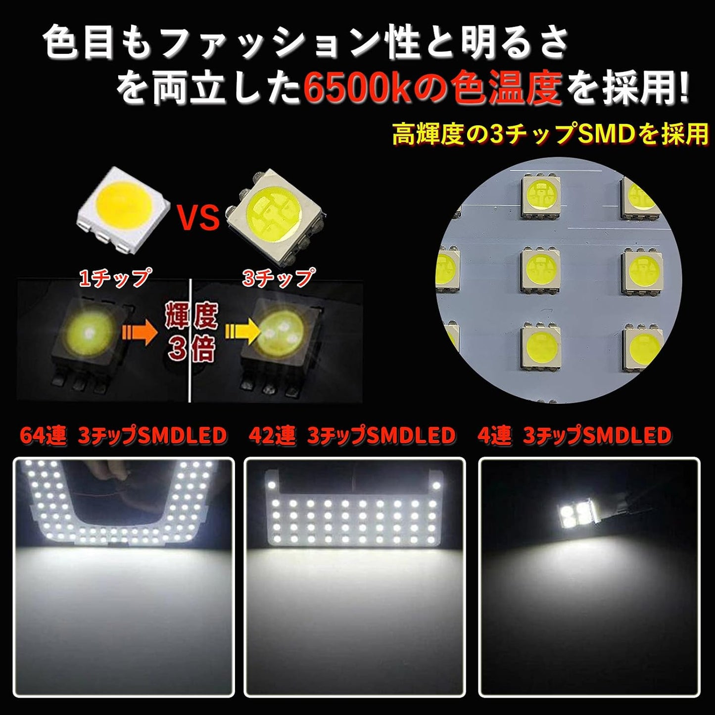 LTONXEN Priounce 50 Series LED Room Lamp, Toyota Indoor Light, Prius 50 Series, zvw50, zvw51, zvw55, Special Design, LED Bulb for Cars, Explosive Light, High Brightness, Interior, 5050, 3 Chips, SMD