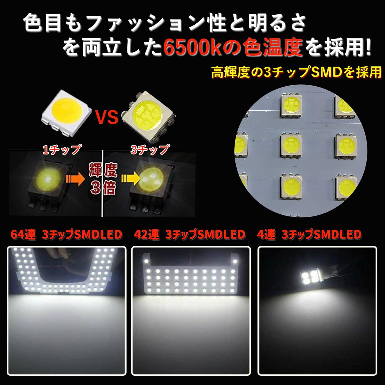 LTONXEN Priounce 50 Series LED Room Lamp, Toyota Indoor Light, Prius 50 Series, zvw50, zvw51, zvw55, Special Design, LED Bulb for Cars, Explosive Light, High Brightness, Interior, 5050, 3 Chips, SMD