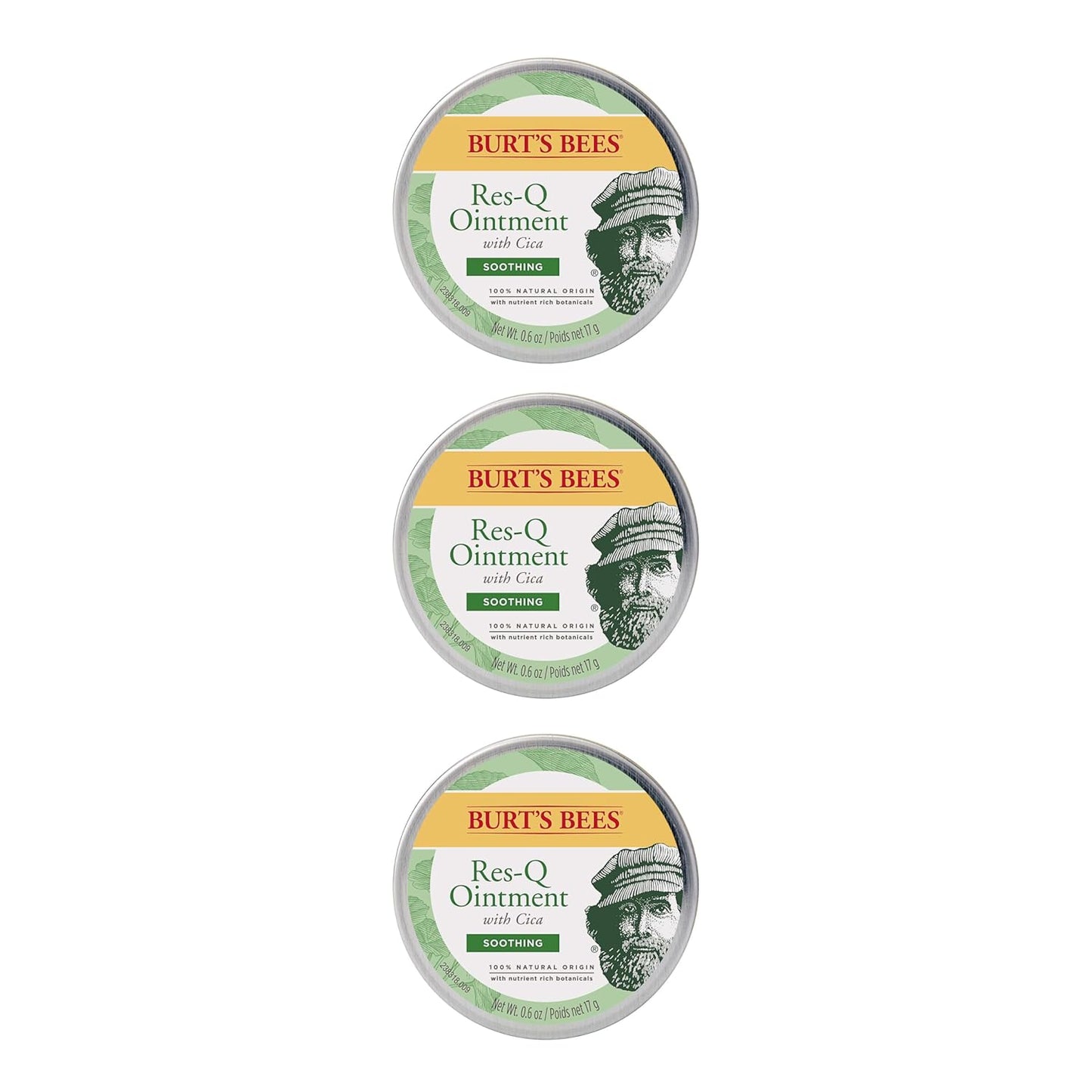 Burt's Bees 100% Natural Origin - Pomada multiusos Res-Q, 0.6 onzas, paquete de 3 (el paquete puede variar)