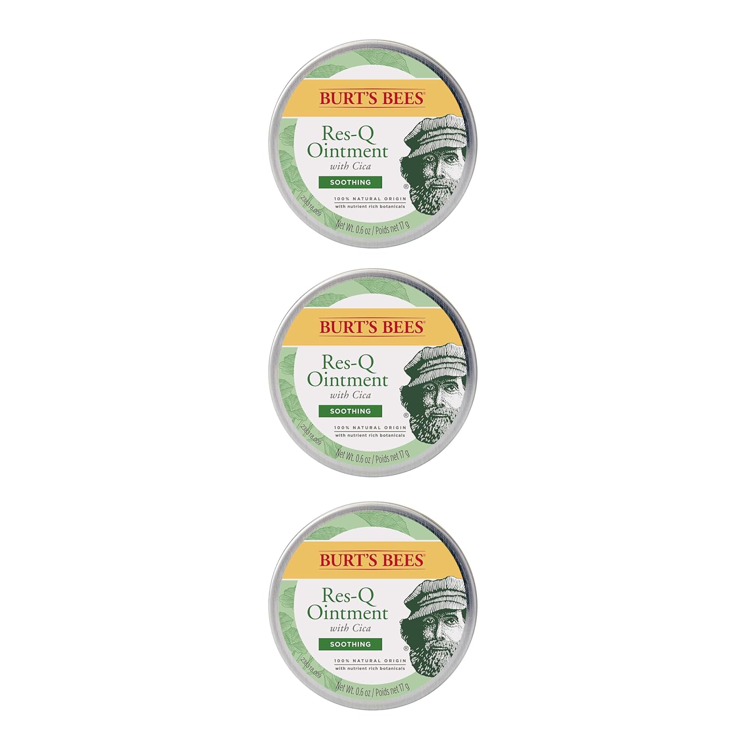 Burt's Bees 100% Natural Origin - Pomada multiusos Res-Q, 0.6 onzas, paquete de 3 (el paquete puede variar)