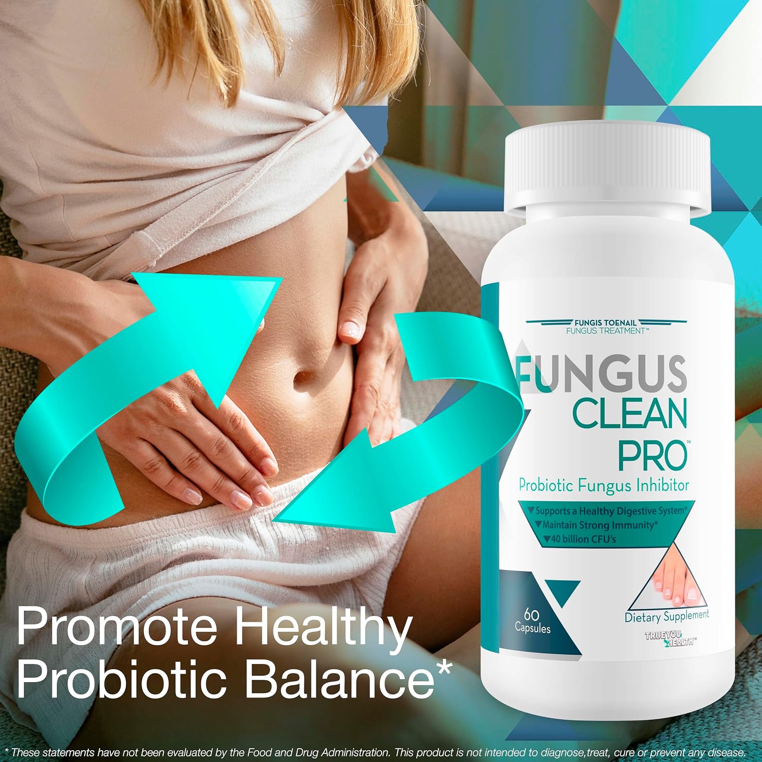 Fungus Clean Pro - Inhibidor probiótico de hongos - Lucha contra los hongos de adentro hacia afuera con este potente probiótico de defensa de hongos que protege tu