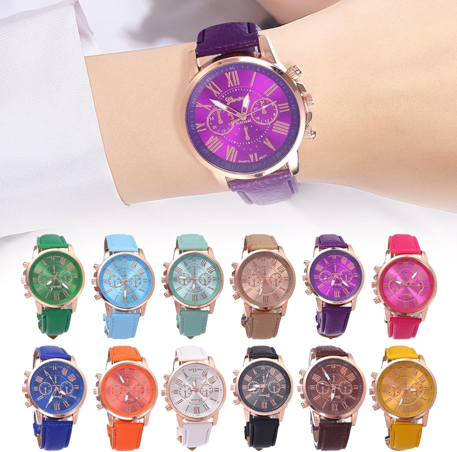 YAMAGW (Hot selling) Chronograph, Round Design, Analog Arm, Watch, Faux Leather Belt, Fashion, Accessories, Formal, Casual, Business, Men's, Women's, Men and Women