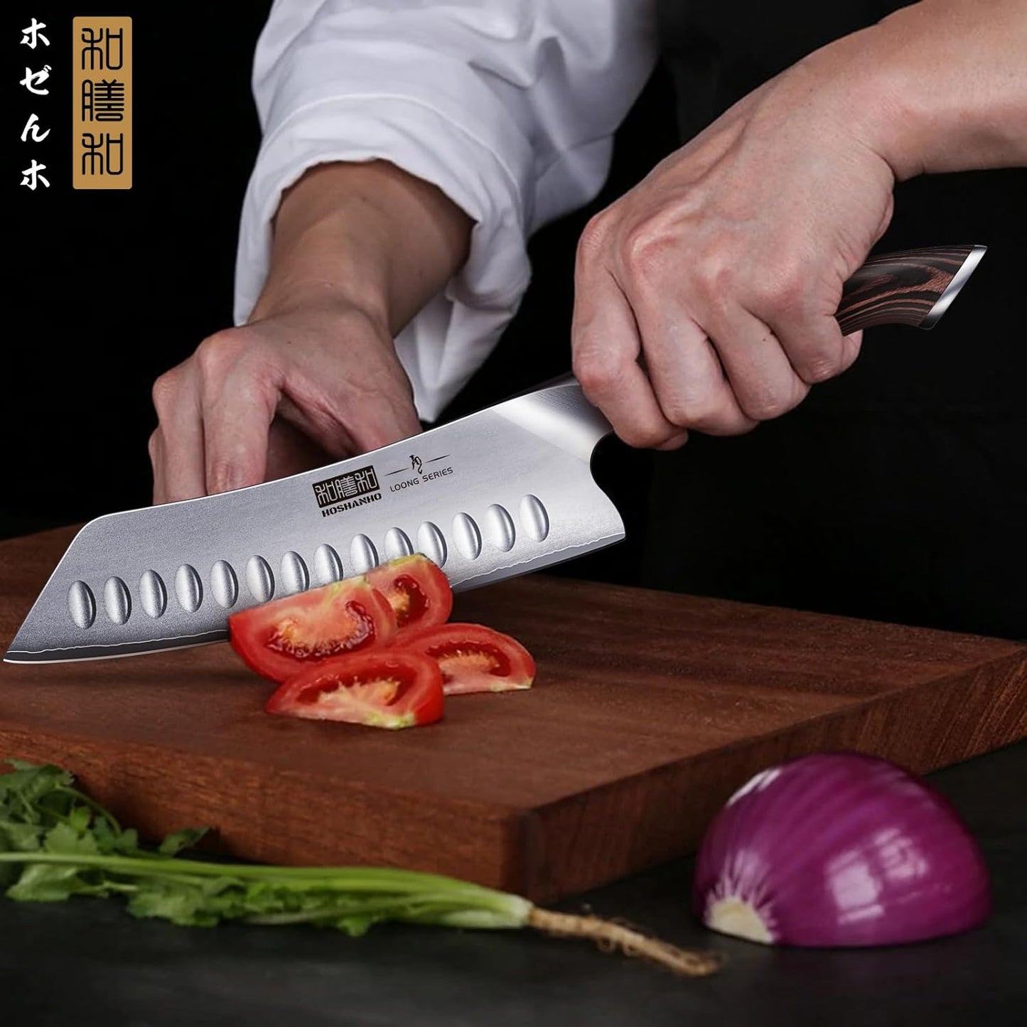 HOSHANHO Kitchen Knife, 7.0 inches (178 mm), Santoku Knife, Well-Cut, All-Purpose Cooking, High Carbon Stainless Steel, 10Cr15CoMoV, Steel Kitchen Knife, Santoku Knife, Suitable for Cutting Meat and