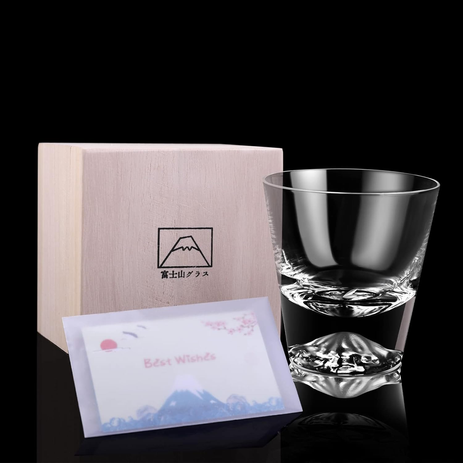 Mt. Fuji Glass, Rock Glass, High Quality, Artisan Handmade, Paulownia Box, Japanese Sake, Beer, Whiskey, Glass, Stylish, Celebration, Wedding Gift, Sixtieth Birthday Celebration, Present, Gift, Gift