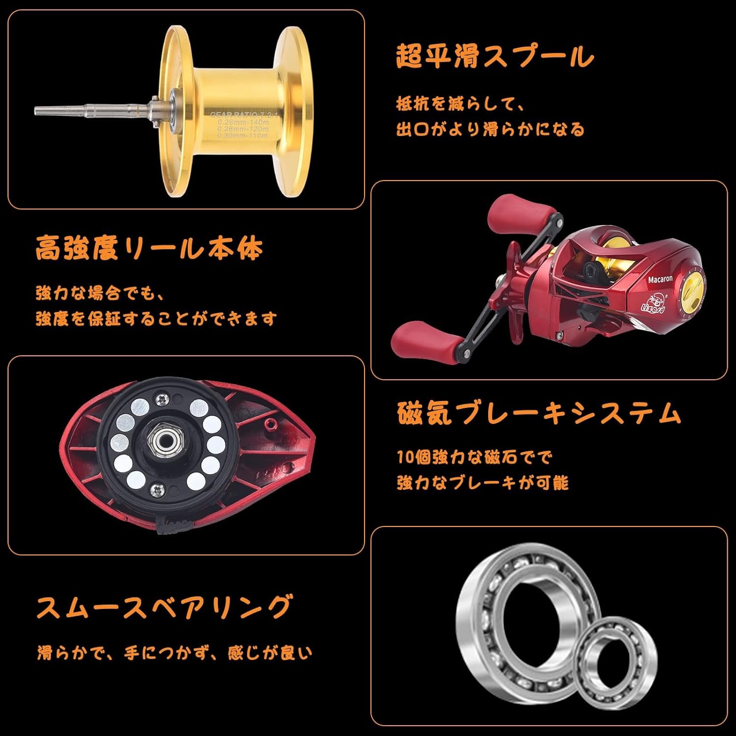 Bait Reel Fishing Reel Bait Finesse Reel Shallow Groove Spool Ultra Lightweight Aluminum Alloy Spool Strong Magnetic Brake for Saltwater Fishing and Freshwater (Left Handle)