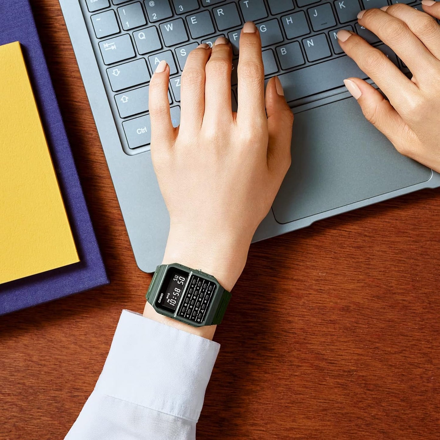 Casio CA-53WF-3B Calculator Watch with Calculator Function, Green, Genuine Box Included, Overseas Model, green