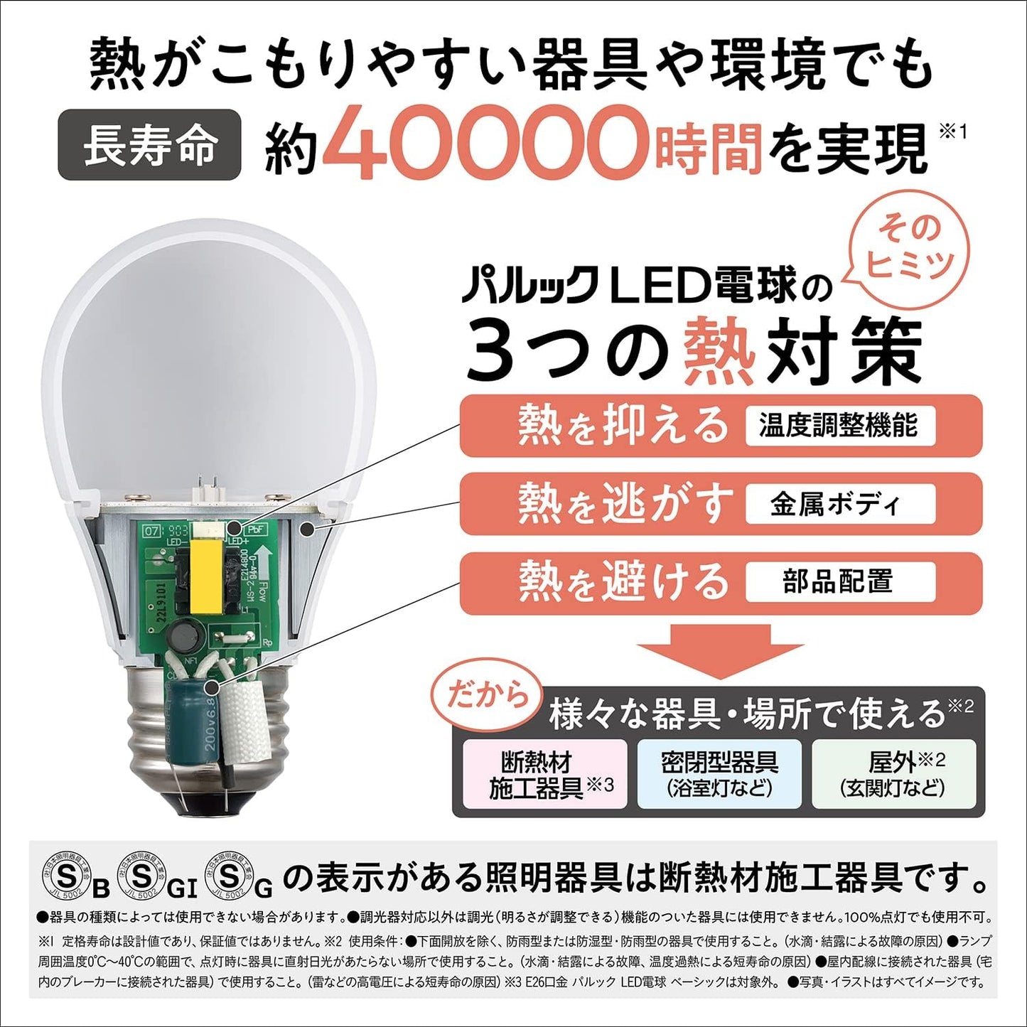 Panasonic Mini Krypton Type Paluck LED Bulb, E17 Base, 60W Bulb Equivalent, Warm White Equivalent (7.1W), Small Bulb, Wide Light Distribution Type, 1-piece, Insulation Material Construction Tool