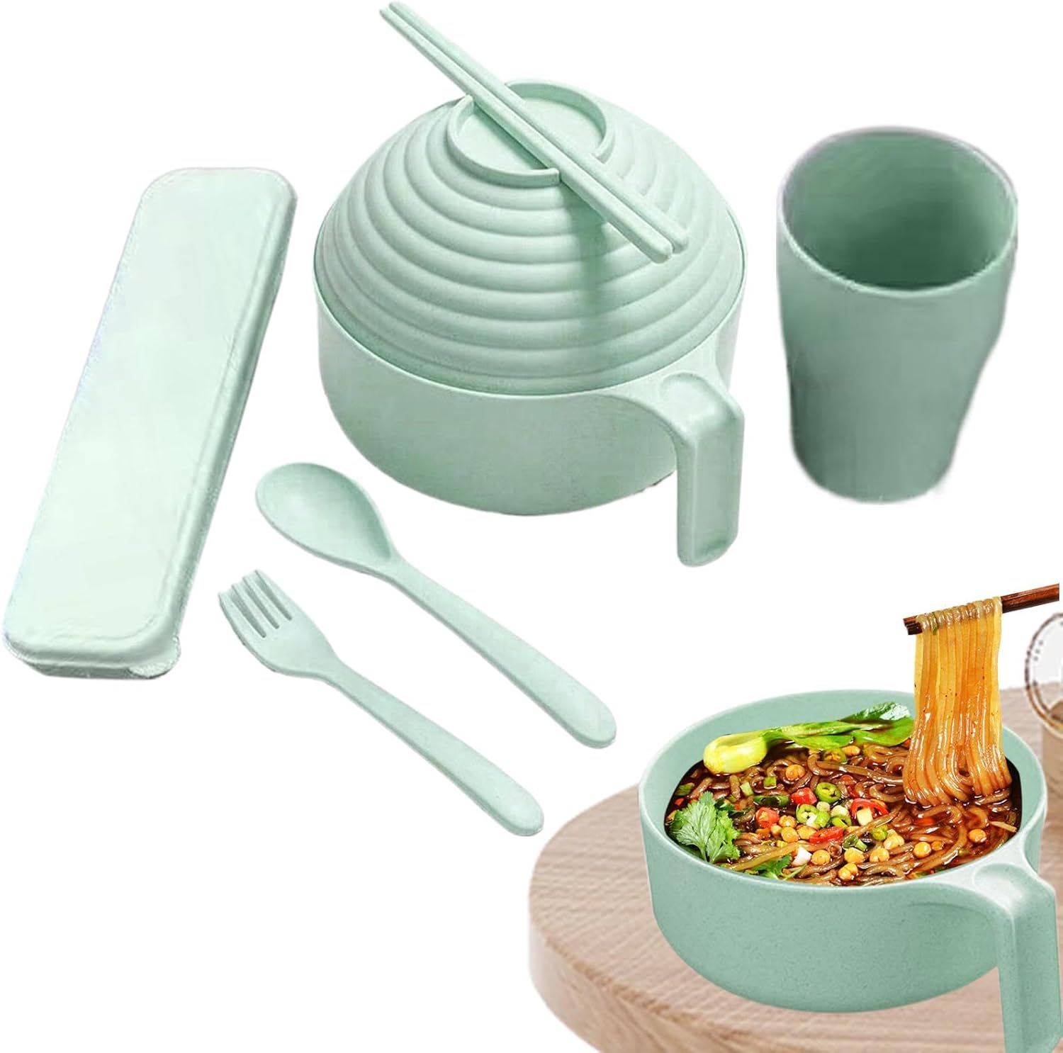 Instant Noodle Set, Ramen Bowl Set, Instant Ramen Bowl Set, Ramen Bowl Set, Ramen Bowl Set, Ramen Bowl Set, Ramen Bowl Set with Chopsticks for Ramen, Four, Udon, Soba, and Noodles
