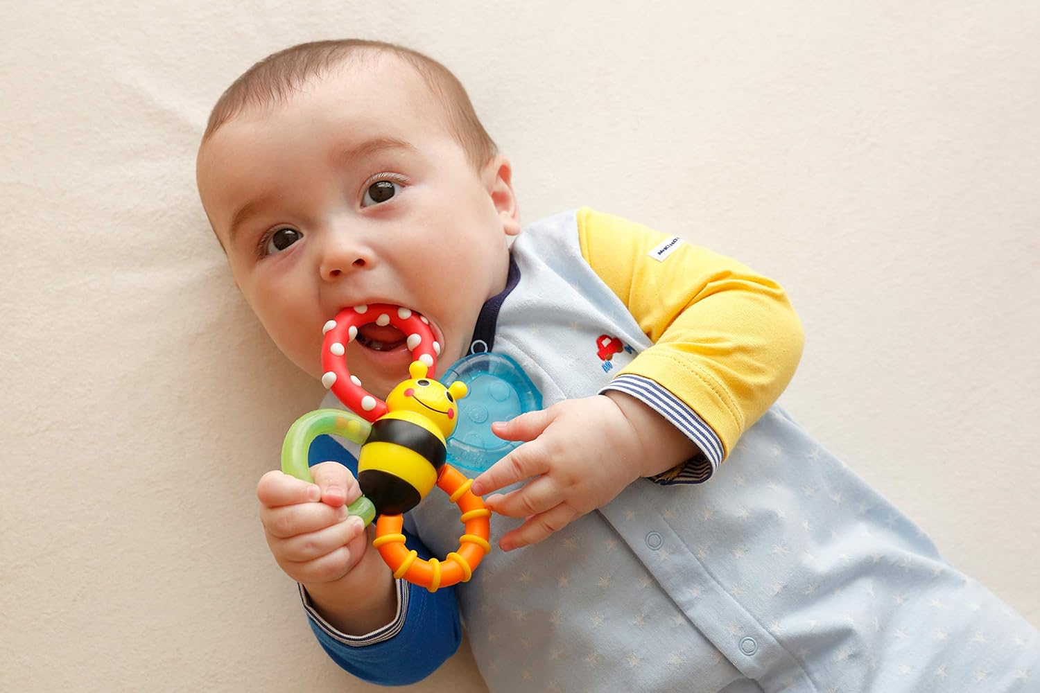 SASSY TYSA80679 ABS Teething Rattle, For 3 Months and Up, Cool, Various Feeling, Bumble Bites Fan