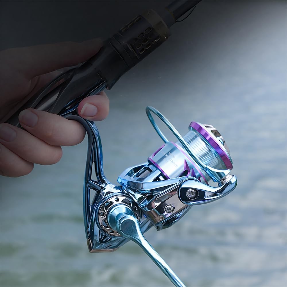 Spinning Reel, Fishing Reel, 3000, Lightweight Reel, 5+1BB Bearings, Smooth Winding Feel, Gear Ratio, 5.2:1, Maximum Drag Force, 17.7 lbs (8 kg), Left and Right Interchangeable Handle, Far Throw Reel,