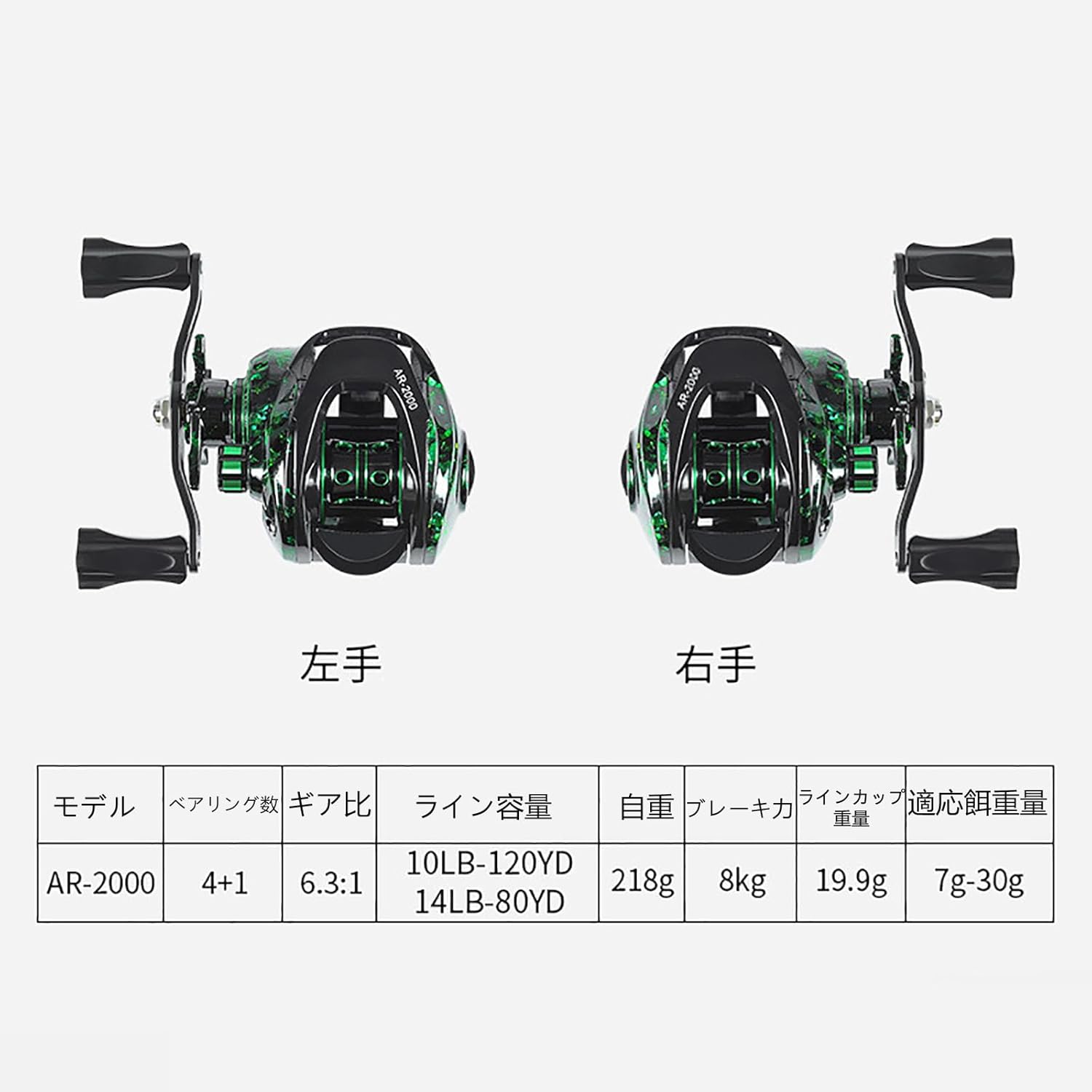 ベイトリール スピニングリール 釣りリール fishing reel 海釣り 淡水釣り 両用 左/右ハンドル 超軽量 強力マグネットブレーキ 遠投 最大ドラグ力8kg ギア比6.3:1