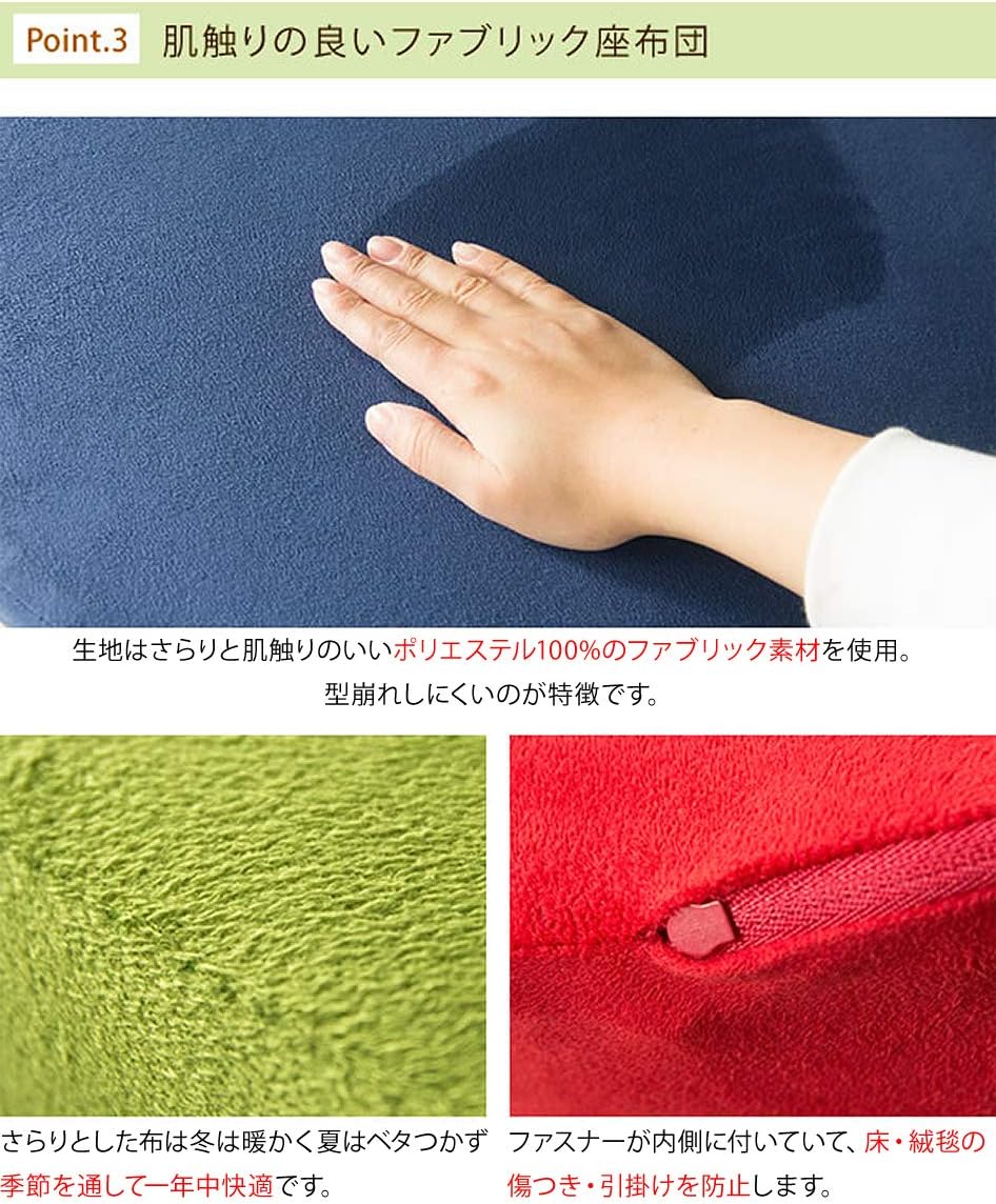 Miyatake Manufacturing CN-50RGR Green Round Zabuton, Diameter 19.7 x Depth 19.7 x Height 5.9 inches (50 x 50 x 15 cm), Living Room