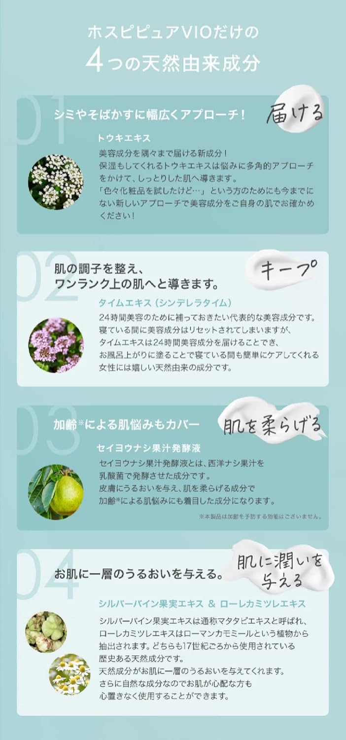 Co-medical+ CO Hospi Pure VIO Whitening Cream, Tranexamic Acid, 1.1 oz (30 g), Quasi-drug, For Delicate Zones, Natural Formula Formula, W Approach to Whitening and Moisturizing, Clean with Airless