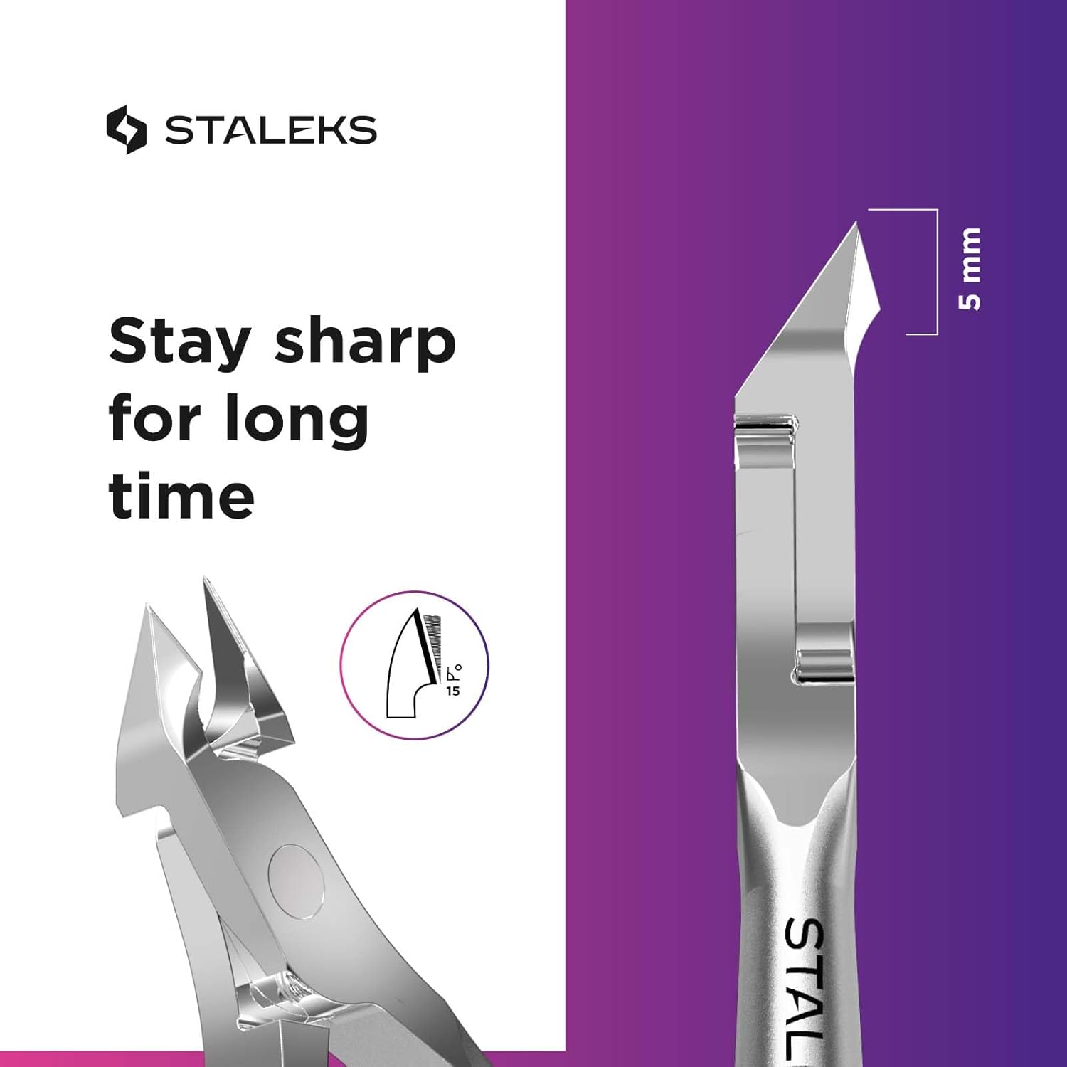 STALEKS Pro Smart 30 NS-30-5 Professional Spring Cuticle Nippers 1/2 Jaw 5mm