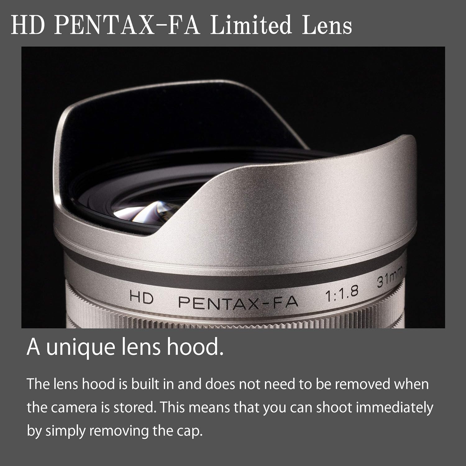 Pentax HD 31mm F1.8 Limited Silver Wide Angle Prime Lens [F1.8 Large Aperture Lens] [High Performance HD Coating] [SP Coating] [Round Diaphragm] [Machined Aluminum Body] (20220)