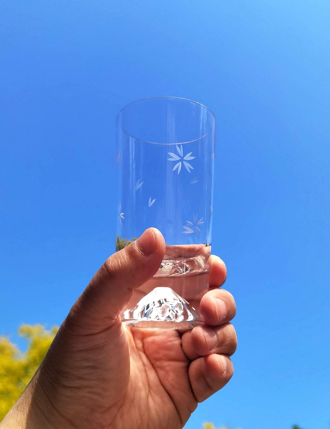 Mount Fuji Glass Tumbler, Sakura Cut Glass, 240cc, Easy to Hold, High-Quality, Handcrafted by Artisans, Comes in a Paulownia Box, Rock Glass, Beer, Highball Glass, Elegant, Celebration, Wedding Gift