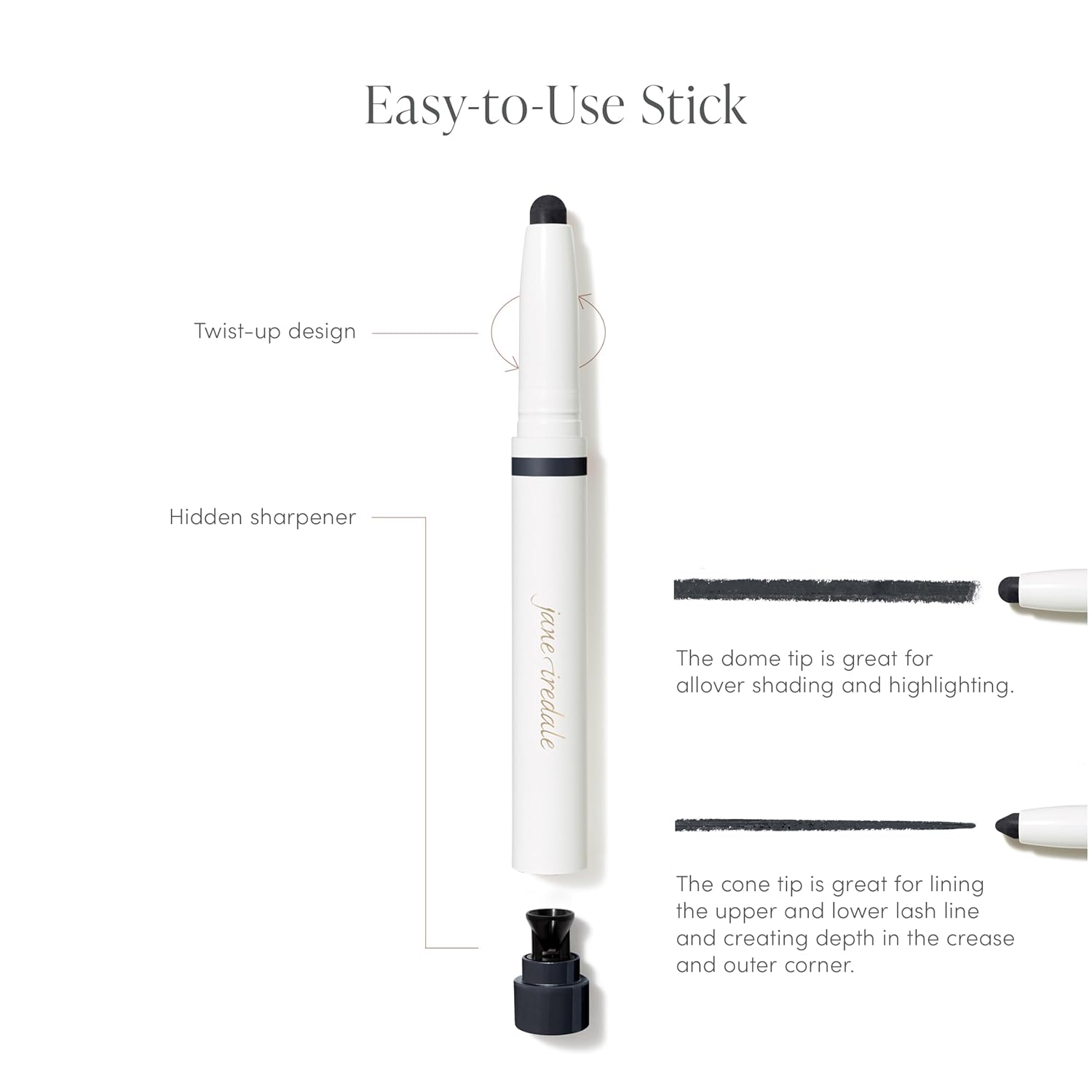 Jane Iredale ColorLuxe - Barra de sombra de ojos, fórmula multiusos de crema a polvo con sacapuntas, altamente pigmentada, construible, de larga duración, vegano, libre de crueldad animal