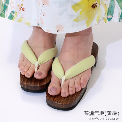Kyoto Kimono Yuzen Geta Clogs, Women's, Yukata Accessories, Hemp Leaves, Solid Color, Dull Color