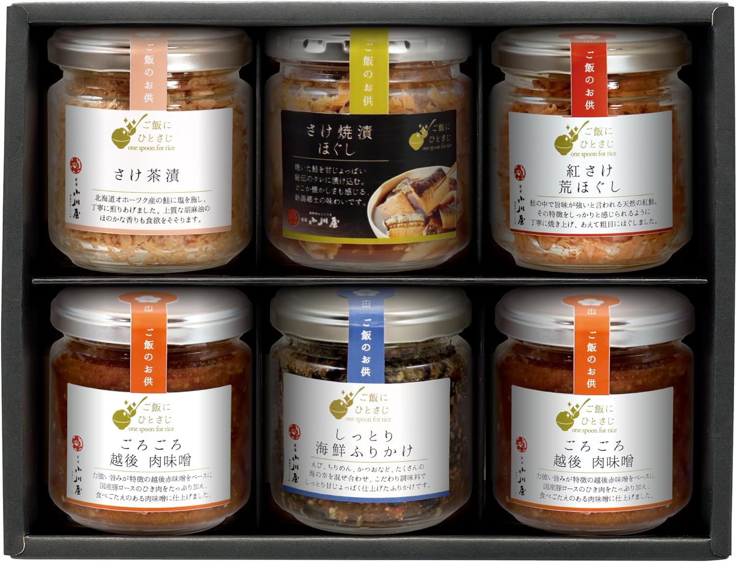 Niigata Ogawaya Rice Companion (Set of 6, Gororororo Echigo Meat Miso 2 Moist Seafood Sprinkles, Sake Chazules, Red Sake, Roasted Biscu), Gift Present, Order, Room Temperature, Thank You, Congratulations