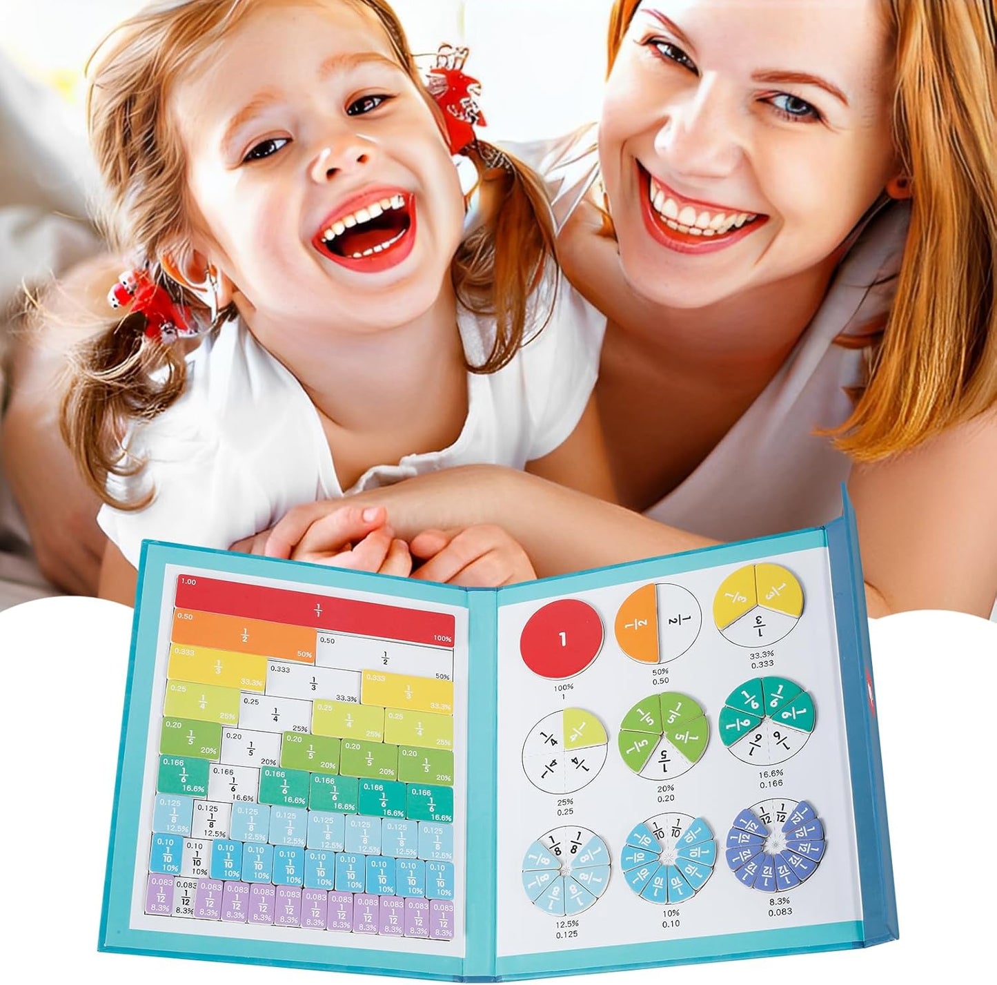 102 Pieces Magnetic Rainbow Fractional Tiles Circle Set with Pen, Montessori Division Board, Math Counting Board, Fractional Tiles, Circles, Learning Math Math and Fractional Control for Kids