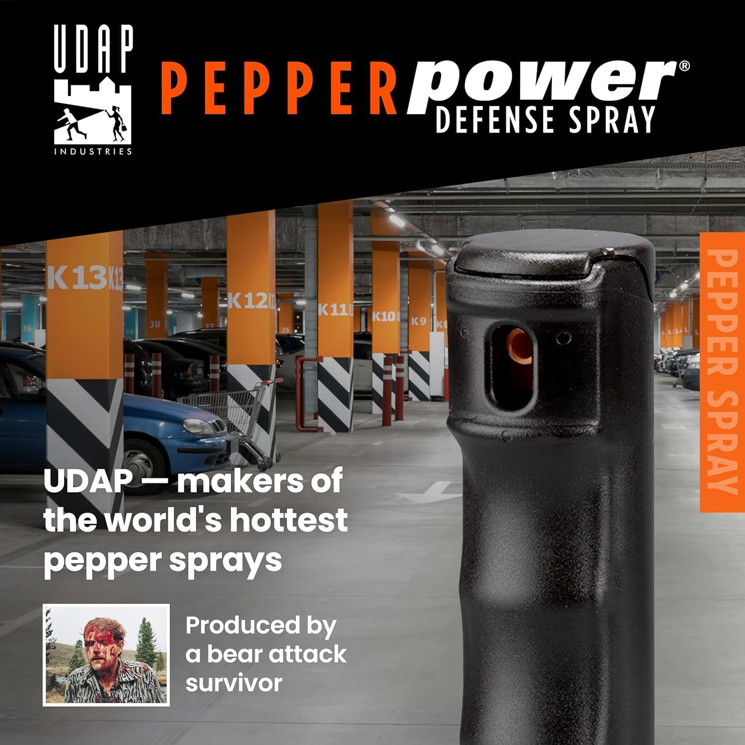 UDAP Bear Spray, For Self-Defense & Tear Gas Spray, Pepper Power, Includes Keychain, Security Goods, Security Spray, Burglar Countermeasure, Tied-Up Robbery, Robbery, Bear Repellent Spray, Small Size