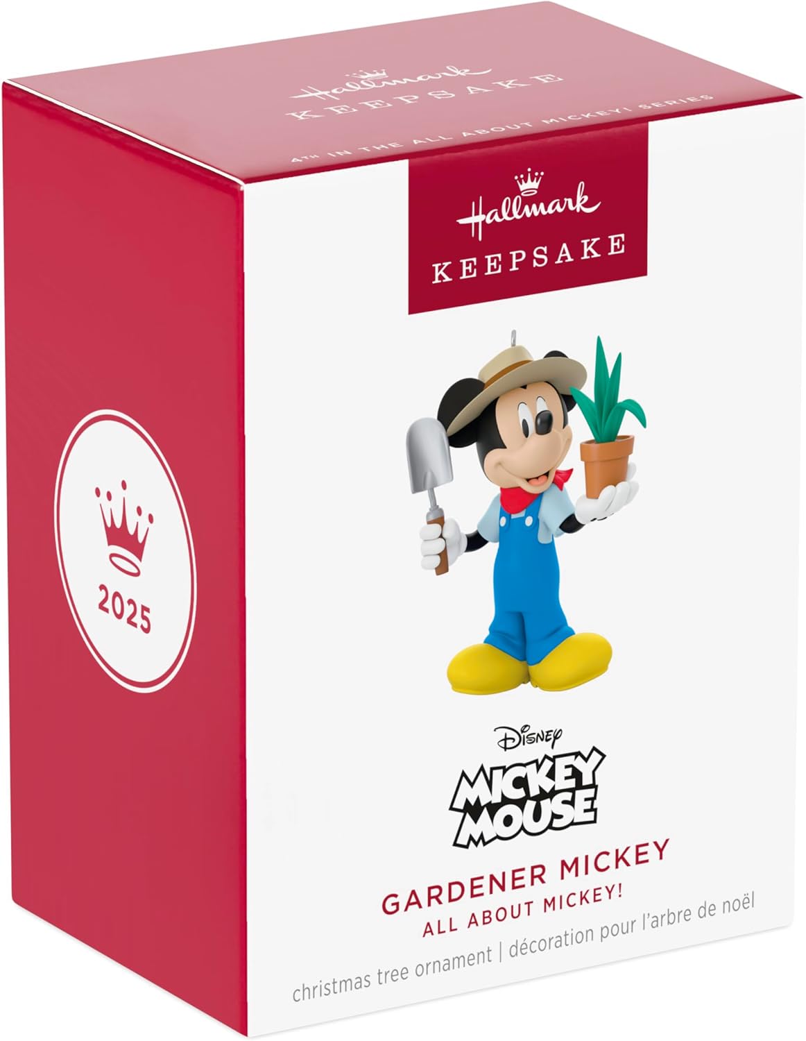 Adorno de Navidad colgante Hallmark Keepsake 2025, ¡Todo sobre Mickey de Disney! Jardinero Mickey, Regalos para fanáticos de Disney