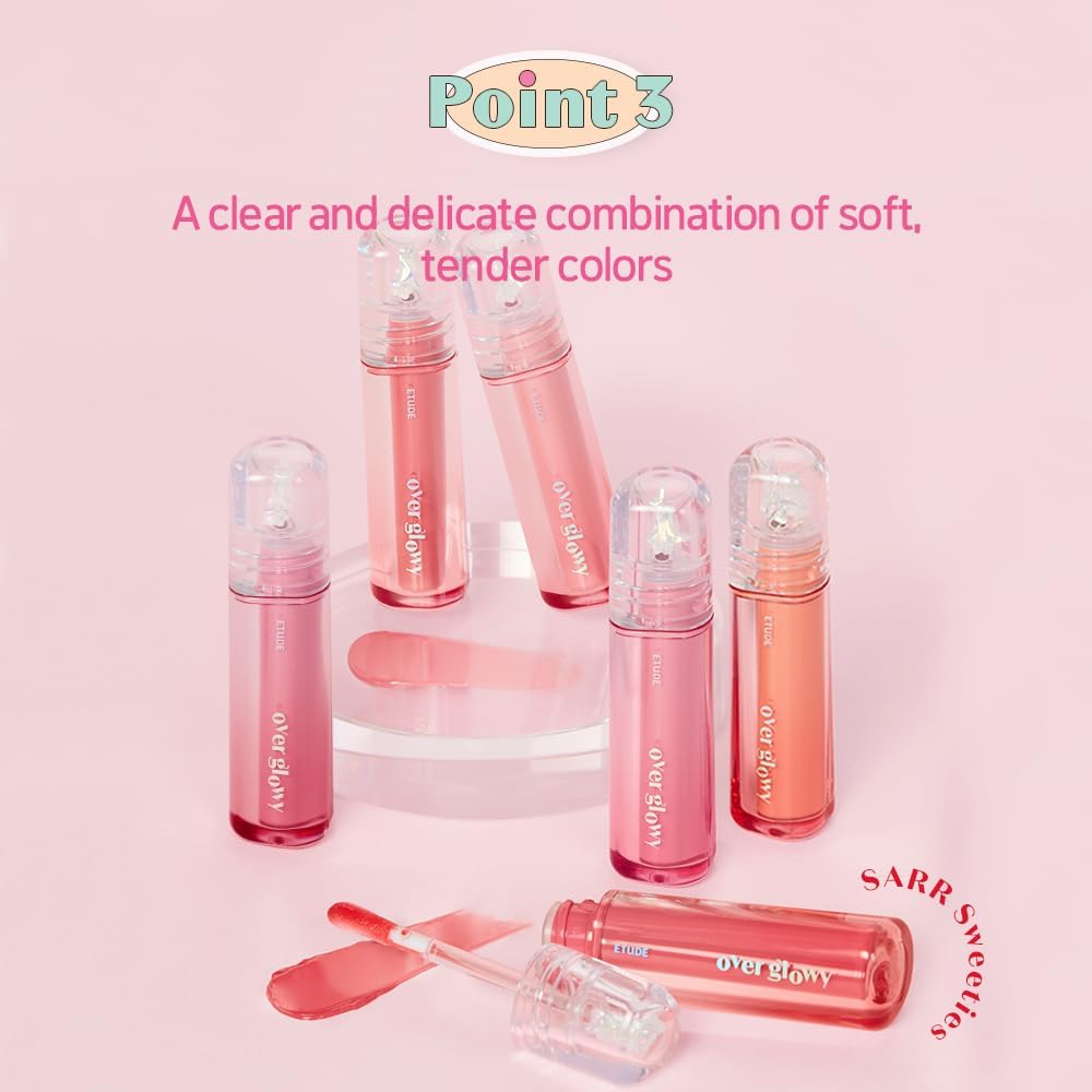 ETUDE Over Grow Gloss Sweetie Cream, 0.1 oz (2.8 g), Lip Gloss, Glossy, Luster, Purpuru Lipstick, Moisturizing, Oil Film