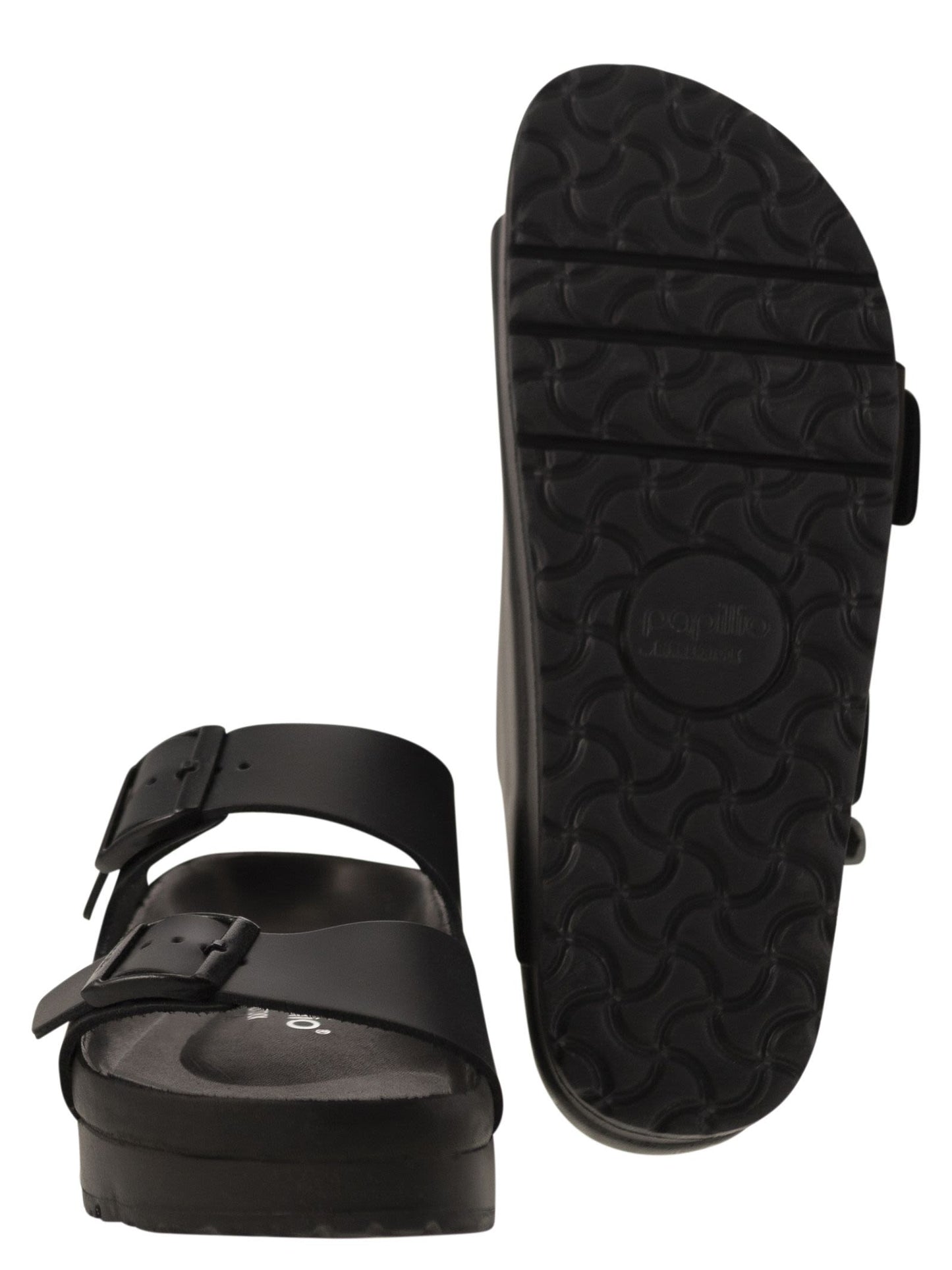 Birkenstock 革のバックル付きのビルケンシュトックアリゾナプラットフォームスリッパ - Image 7