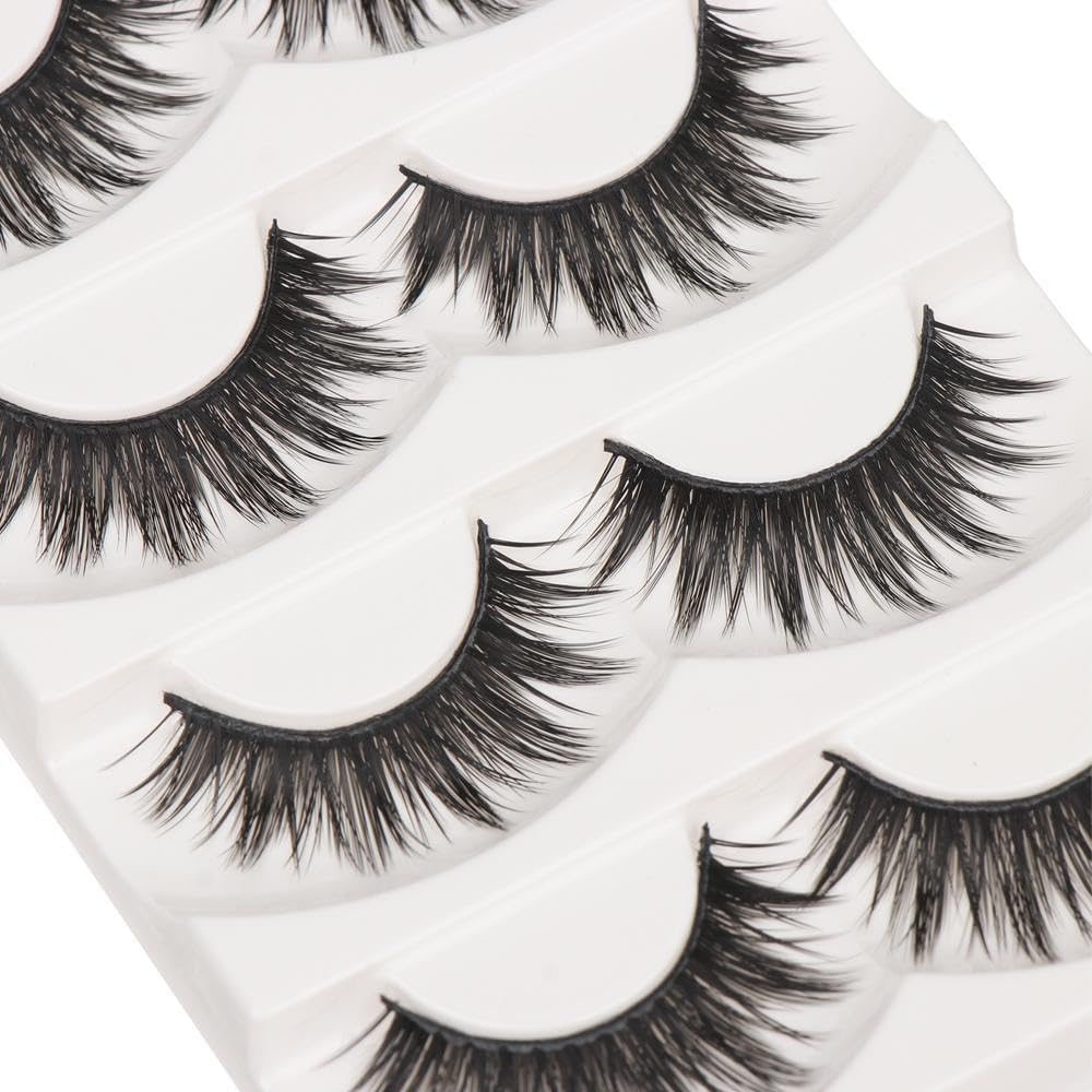 Soft 5 Pairs Handmade Makeup Thick False Eyelashes Long Black Natural