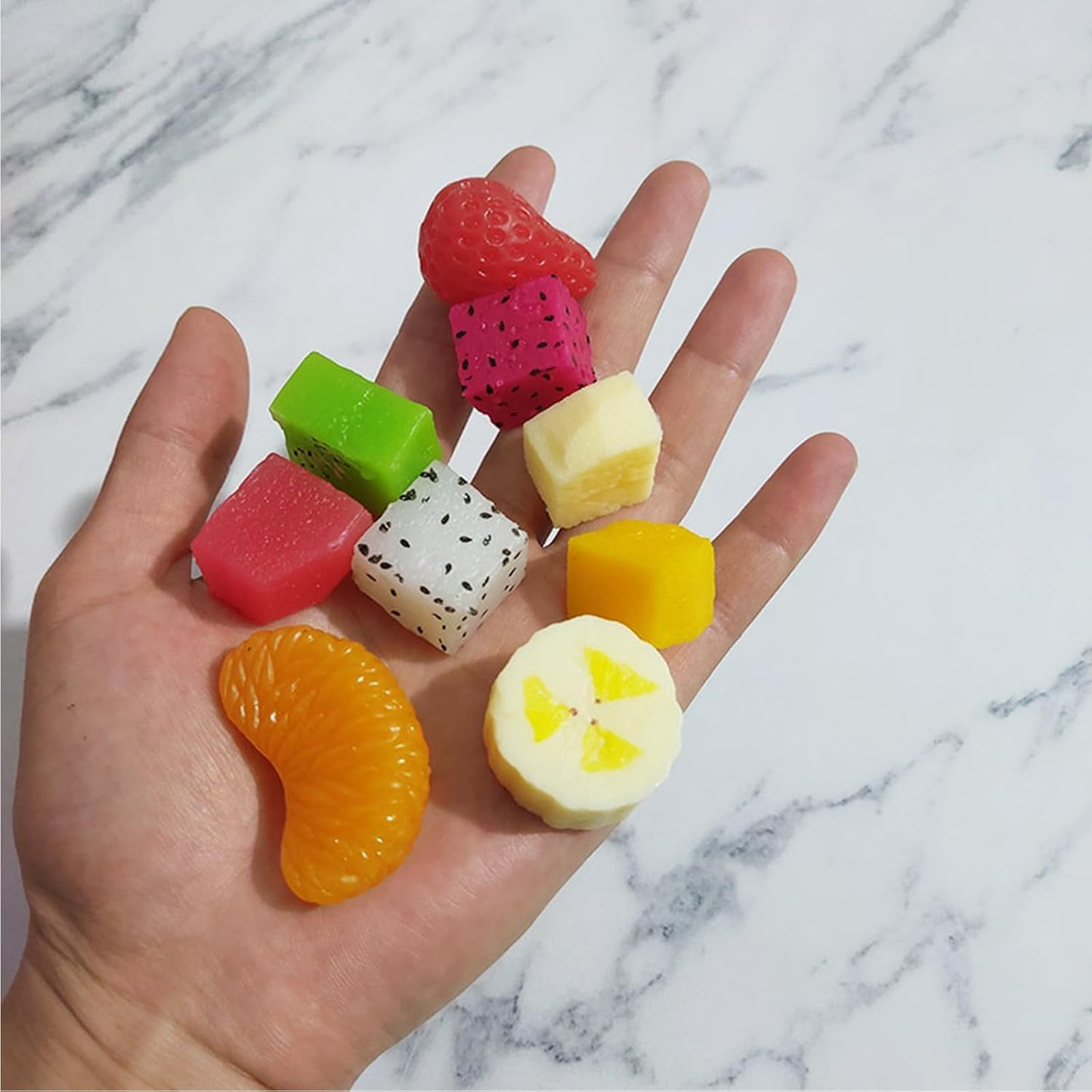 Set of 5 Food Samples Fake Fruit Block Fruit Model Slicing Ring Cut Fruit Display Mandarin Orange Large